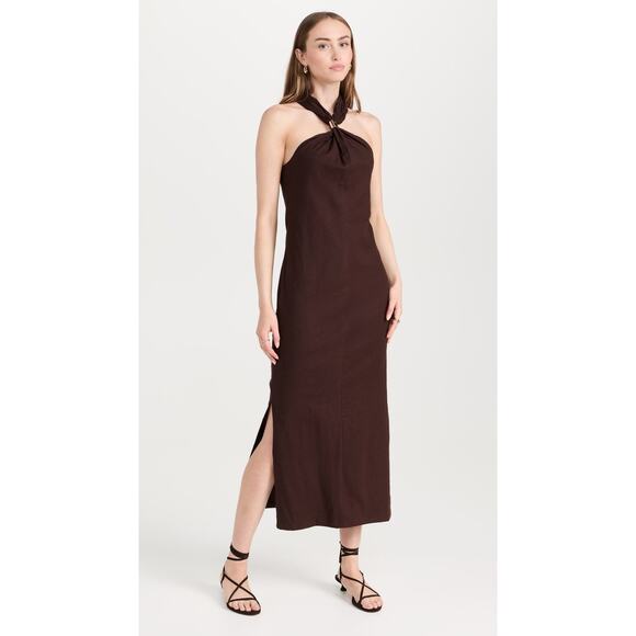 Pixie Market Attica Gold Cuff Halter Dress - M - Dark Brown - Picture 6 of 6